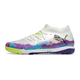 Chuteira Society Puma Future 8 TF Branca, Roxo e Verde